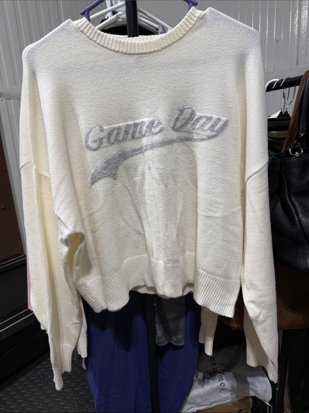NWOT Ivory "Game Day" Crewneck Sweater